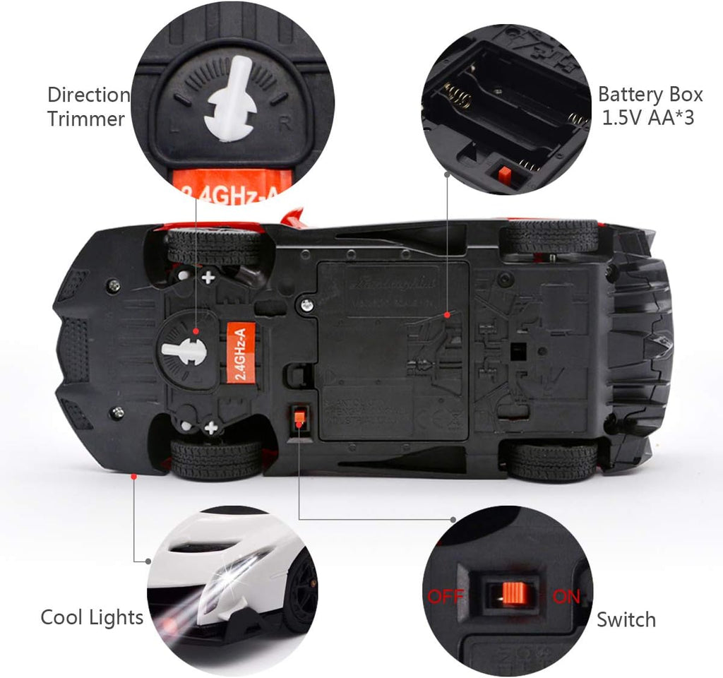 Remote Control RC CAR Racing Cars Compatible with Lamborghini Veneno Officially Licensed 1:24 Toy RC Cars Model Vehicle for Boys 6,7,8 Years Old,White