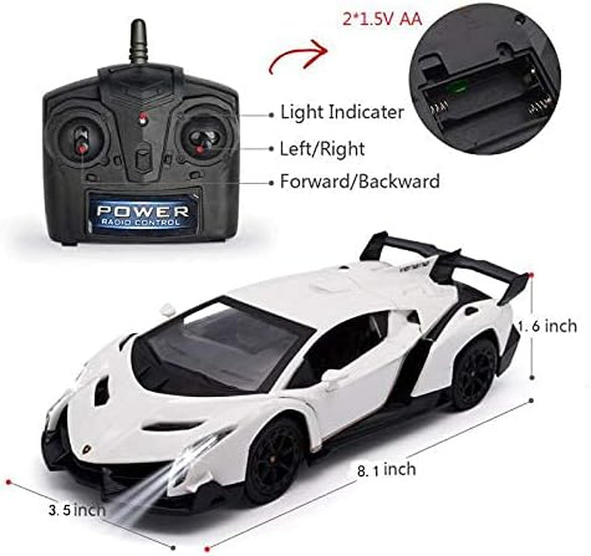 Remote Control RC CAR Racing Cars Compatible with Lamborghini Veneno Officially Licensed 1:24 Toy RC Cars Model Vehicle for Boys 6,7,8 Years Old,White